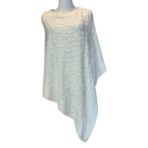 Cable Knit Poncho Cape NWT Kim Rogers Curvy Ivory 1X Sleeveless Boho Y2K Casual - Picture 2 of 8